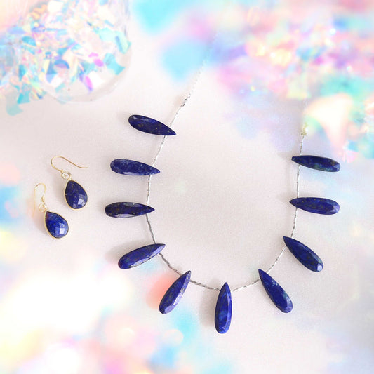 12月誕生石のラピスラズリのピアスとネックレスSilver925