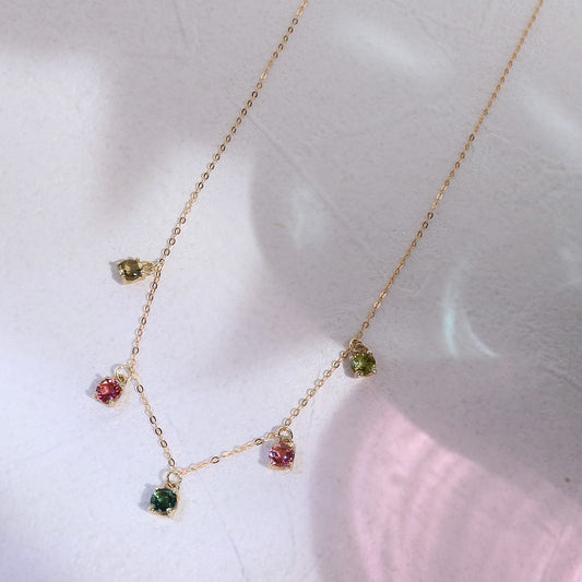 マルチカラートルマリン ラウンドカット ネックレス シルバー925 10月誕生石