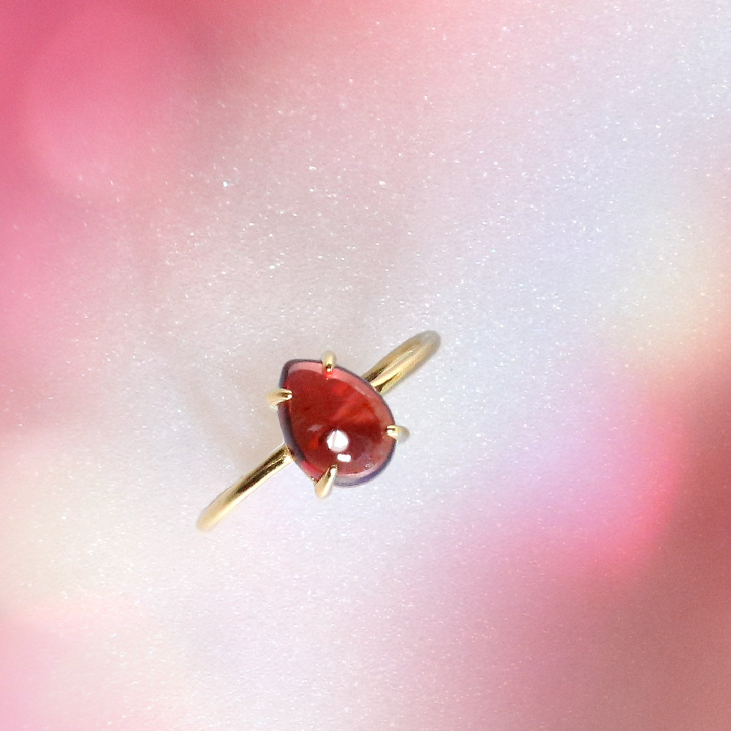 カボションカットガーネットk10 ガーネット K10ピンキーリング カボションカット ~MUOT~ 1月誕生石