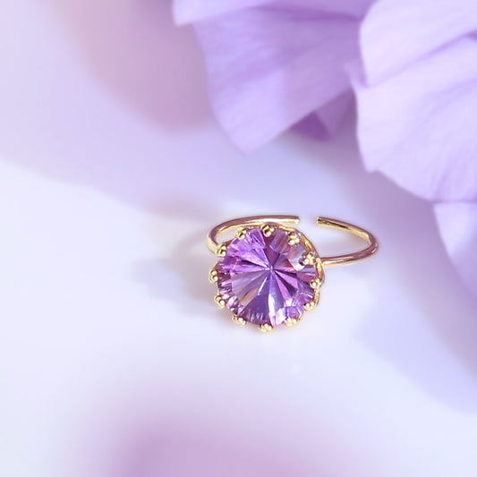 アメジストラウンドコンケープカットリング Silver 925 2月誕生石