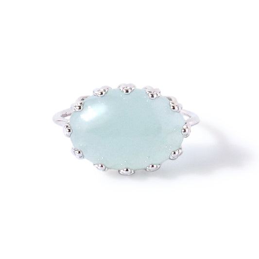 ミルキーアクアマリン カボションカットリング Silver925 正面