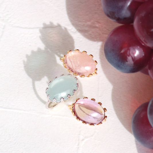 モルガナイト&アクアマリン&アメトリン カボションリング Silver925