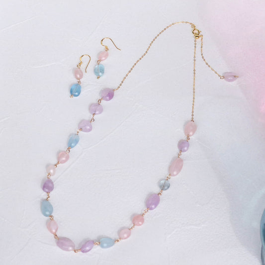 ミックスストーンタンブルカットネックレス|Silver 928