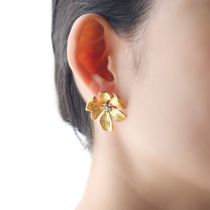 スミレフラワーピアス｜18K Gold Plate