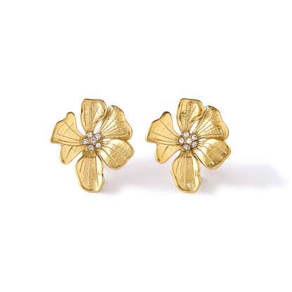 スミレフラワーピアス｜18K Gold Plate