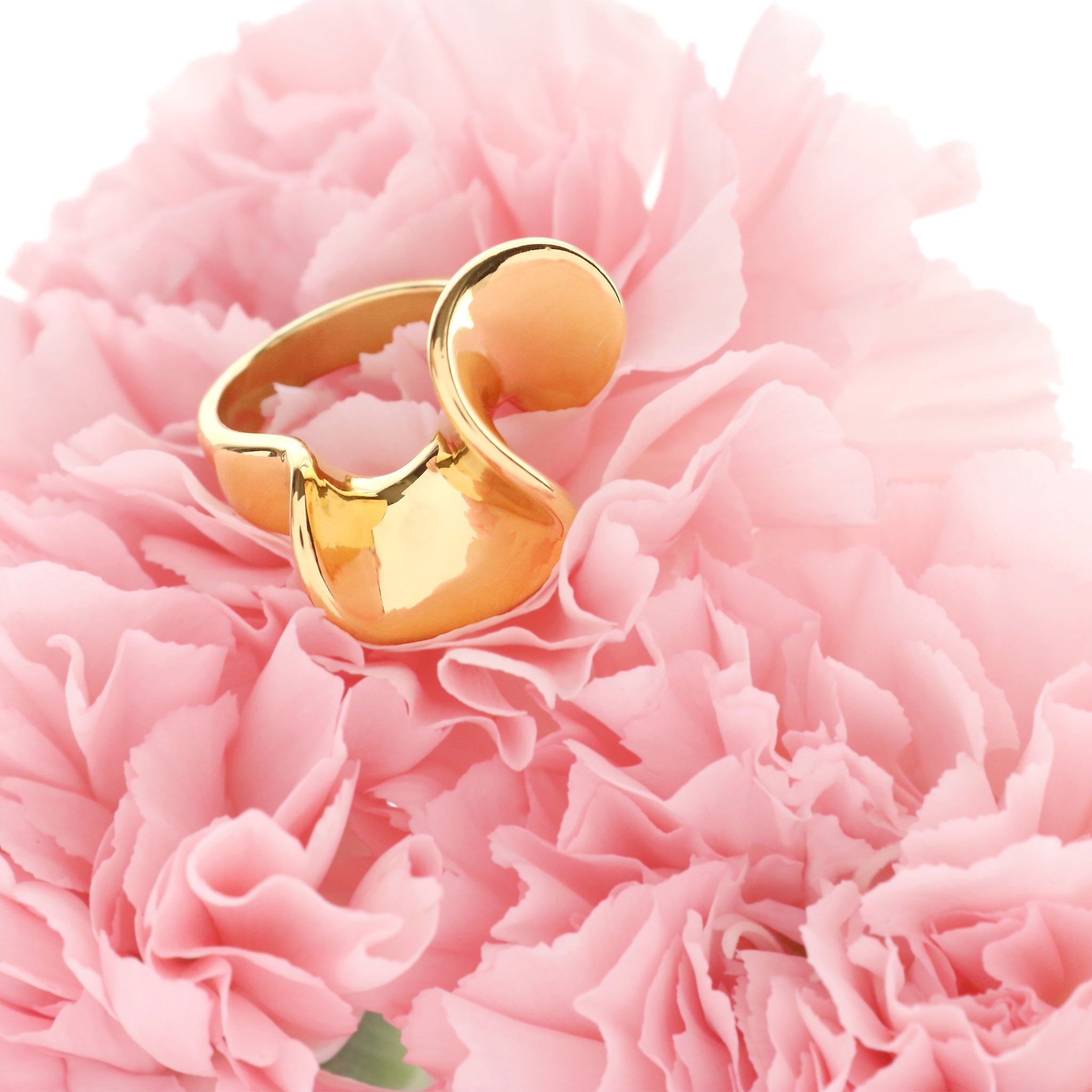 カーネーション ペタルカールドリング 18K ゴールド PVD 花言葉 無垢な愛 BENAFUSH