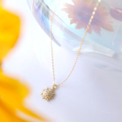 ヒマワリダイヤモンドネックレス Silver925 18KGP 天然ダイヤモンド ひまわりモチーフ