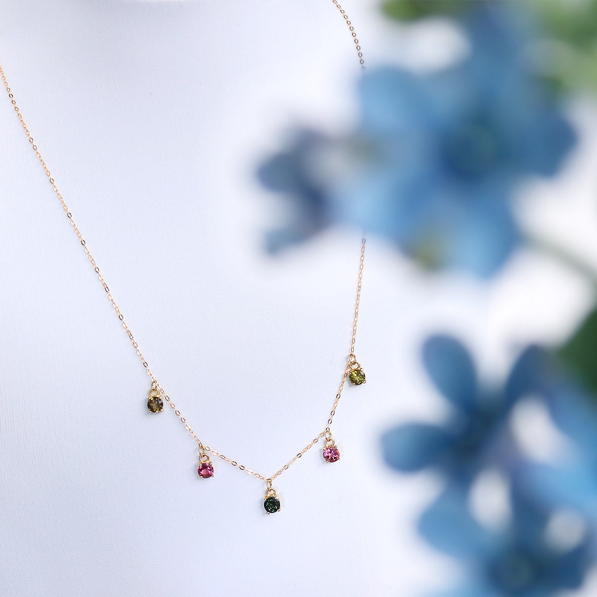 マルチカラートルマリン ラウンドカット ネックレス シルバー925 10月誕生石