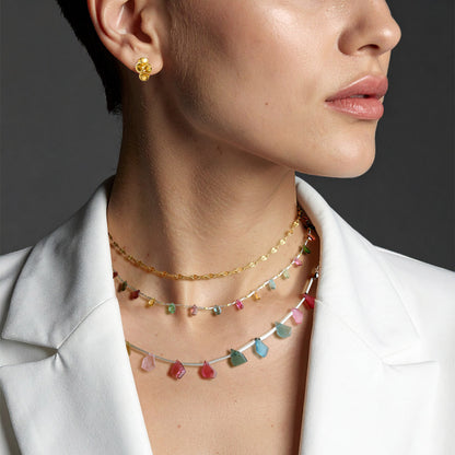 【10月誕生石】マルチカラートルマリンスライスカットネックレス｜Silver925