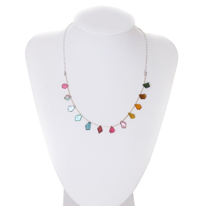 【10月誕生石】マルチカラートルマリンスライスカットネックレス｜Silver925