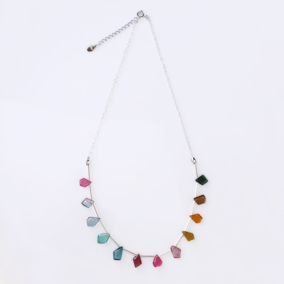 【10月誕生石】マルチカラートルマリンスライスカットネックレス｜Silver925