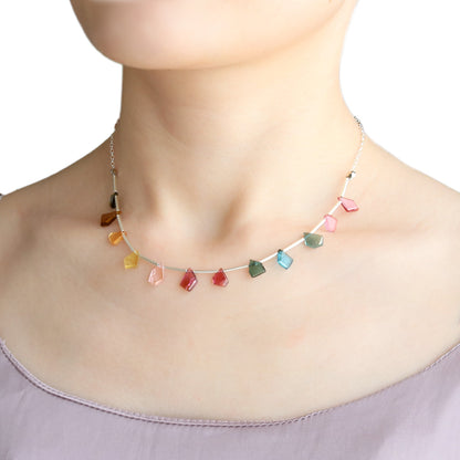 【10月誕生石】マルチカラートルマリンスライスカットネックレス｜Silver925