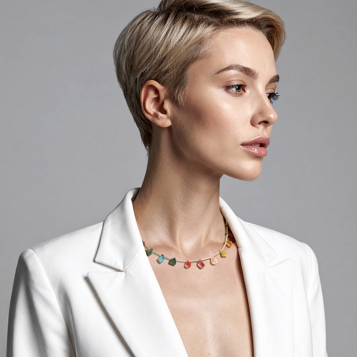 【10月誕生石】マルチカラートルマリンスライスカットネックレス｜Silver925