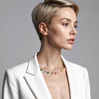 【10月誕生石】マルチカラートルマリンスライスカットネックレス｜Silver925