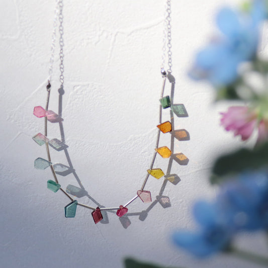 【10月誕生石】マルチカラートルマリンスライスカットネックレス｜Silver925