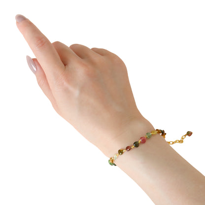 マルチカラートルマリンブレスレット 着用画像 サイズ感