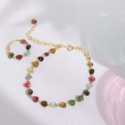 10月誕生石 マルチカラートルマリンマロンカットブレスレット リング Silver925 18KGP 