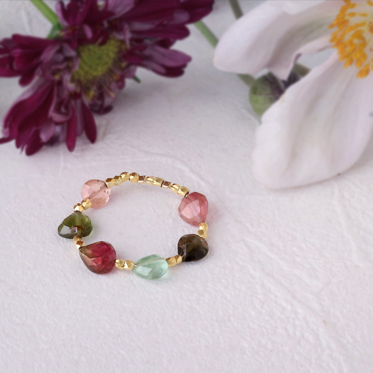 10月誕生石 マルチカラートルマリンマロンカットリング Silver925 18KGP 