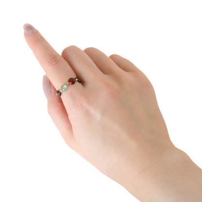 10月誕生石 マルチカラートルマリンマロンカットリング 着用画像 サイズ感