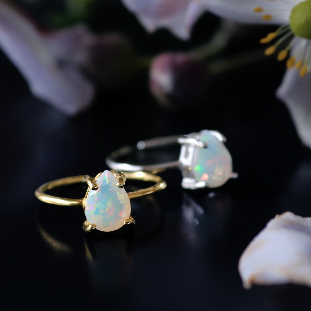 オパール ペアシェイプ ファセットカット リング シルバー925 フリーサイズ 10月誕生石