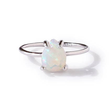 オパール ペアシェイプカット シルバー925 リング 正面 シルバーカラー