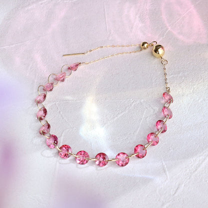 ピンクトパーズ ブレスレット Silver925 18KGP ラウンドファセットカット 全体像