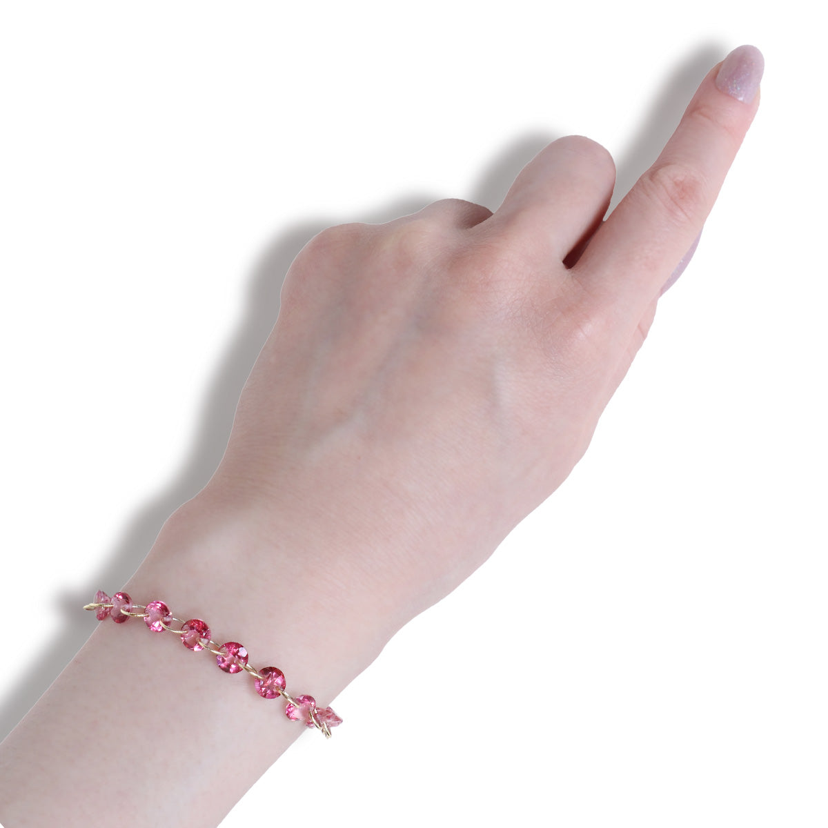 ピンクトパーズ ブレスレット 着用イメージ 手首