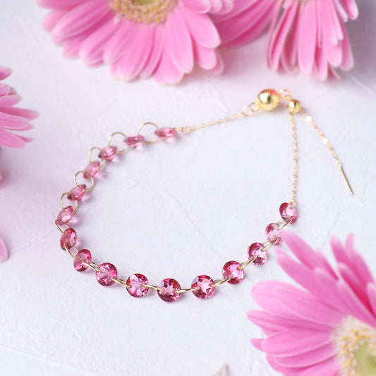 ピンクトパーズ ブレスレット Silver925 18KGP ラウンドファセットカット 全体像