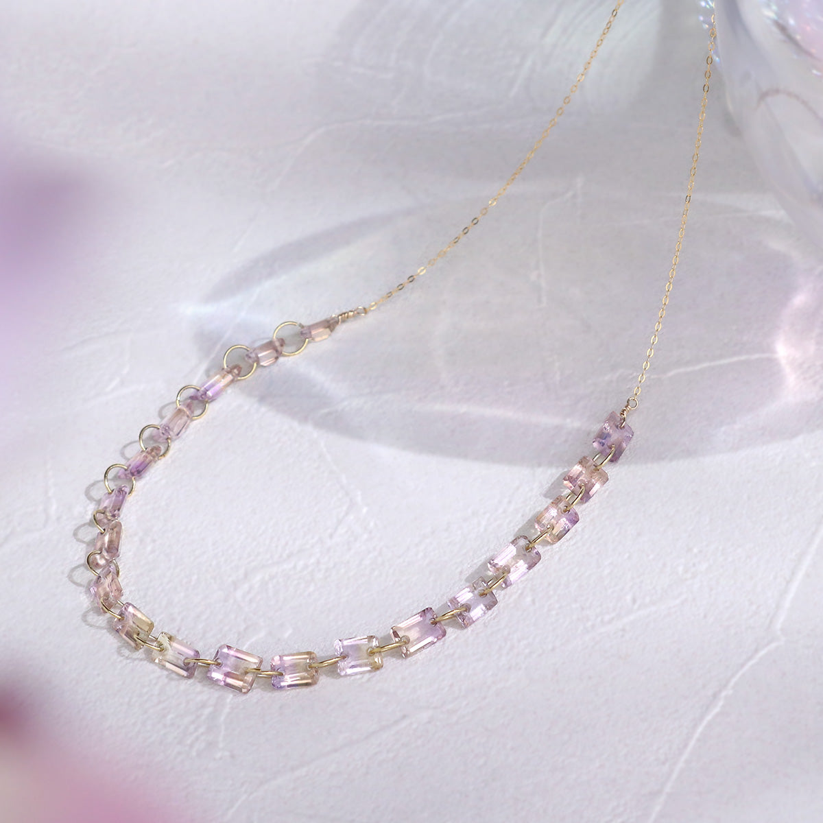 アメトリン ネックレス Silver925 18KGP レクタングルファセットカット 全体像