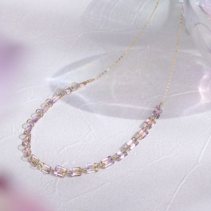 アメトリン ネックレス Silver925 18KGP レクタングルファセットカット 全体像