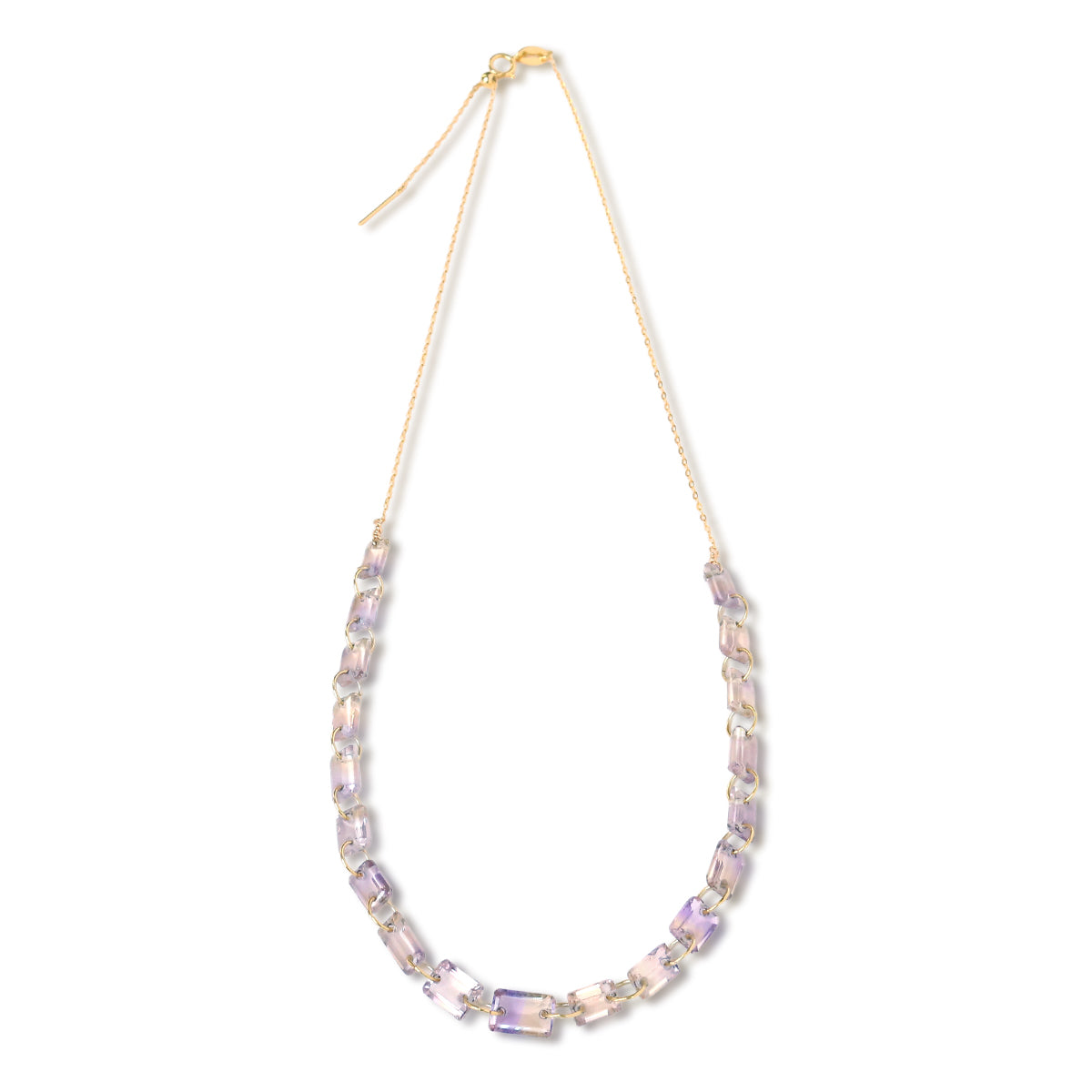 アメトリン ネックレス 石の詳細 紫と黄色のグラデーション レクタングルカット