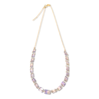 アメトリン ネックレス 石の詳細 紫と黄色のグラデーション レクタングルカット