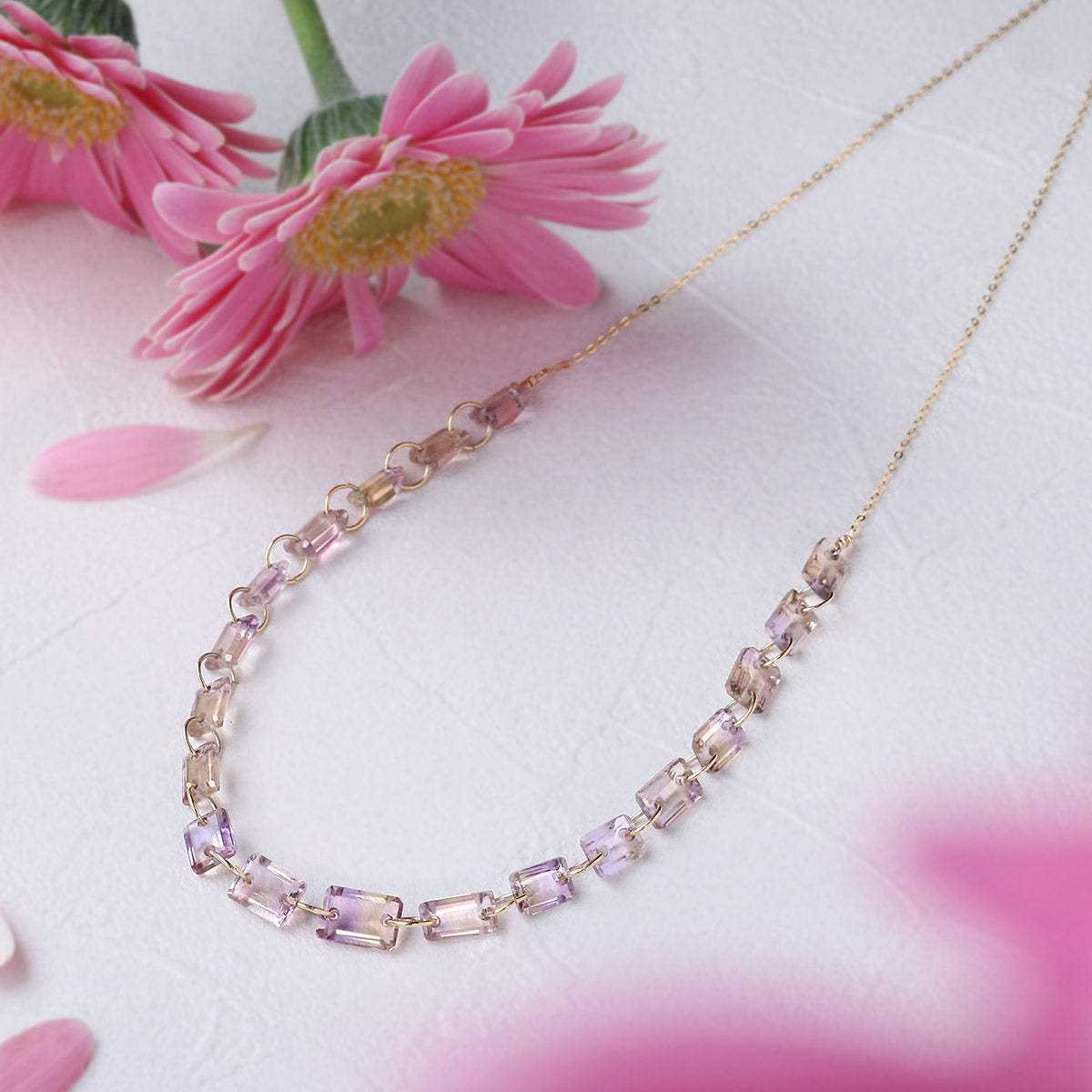 アメトリンレクタングルファセットカットネックレス｜Silver 925