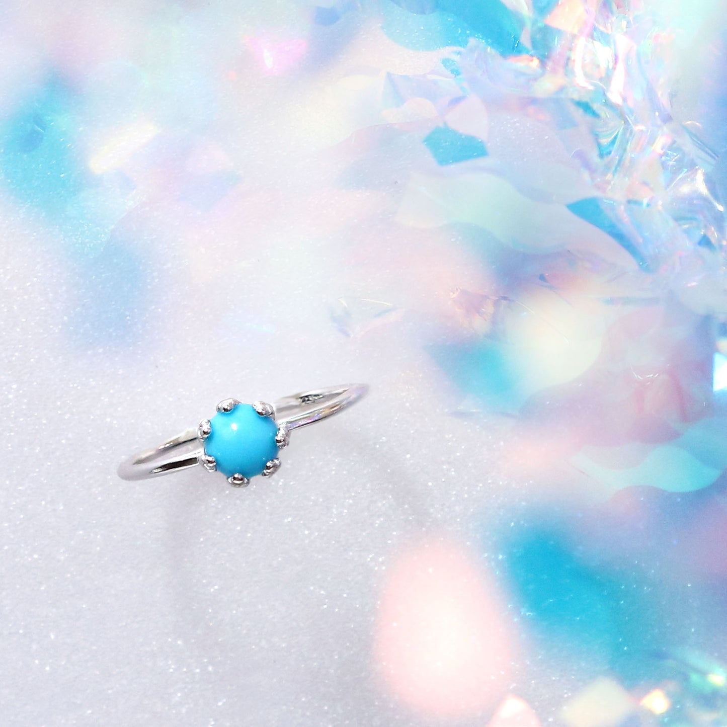 12月誕生石スリーピングビューティーターコイズラウンドカボションカットリング Silver925 アリゾナ産