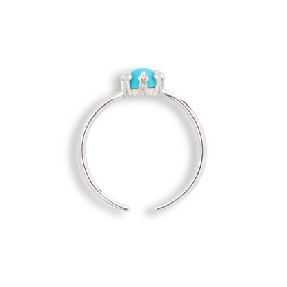 【12月誕生石】スリーピング ビューティー ターコイズラウンドカボションカットリング｜Silver 925