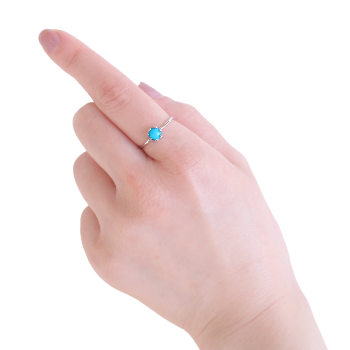 スリーピングビューティーターコイズリング着用イメージ Silver925仕上げ