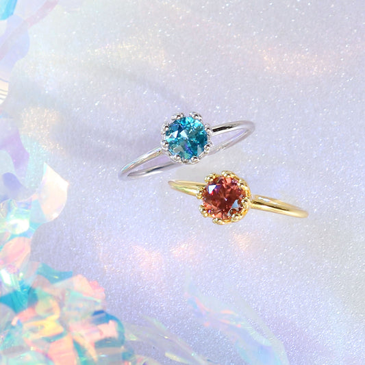 【12月誕生石】ブルージルコンファセットカットリング｜Silver 927