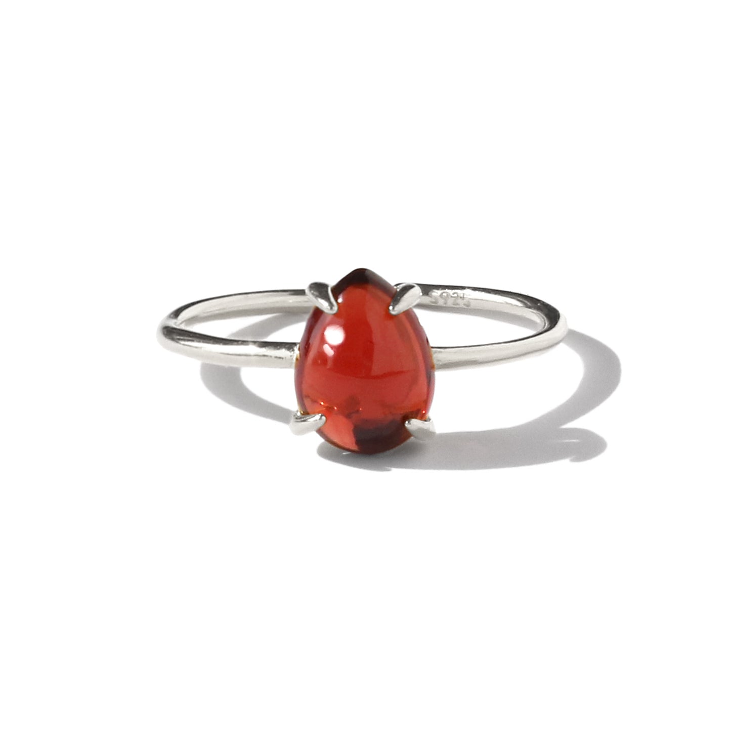 【1月誕生石】ガーネットペアシェイプカボションカットリング｜Silver 925