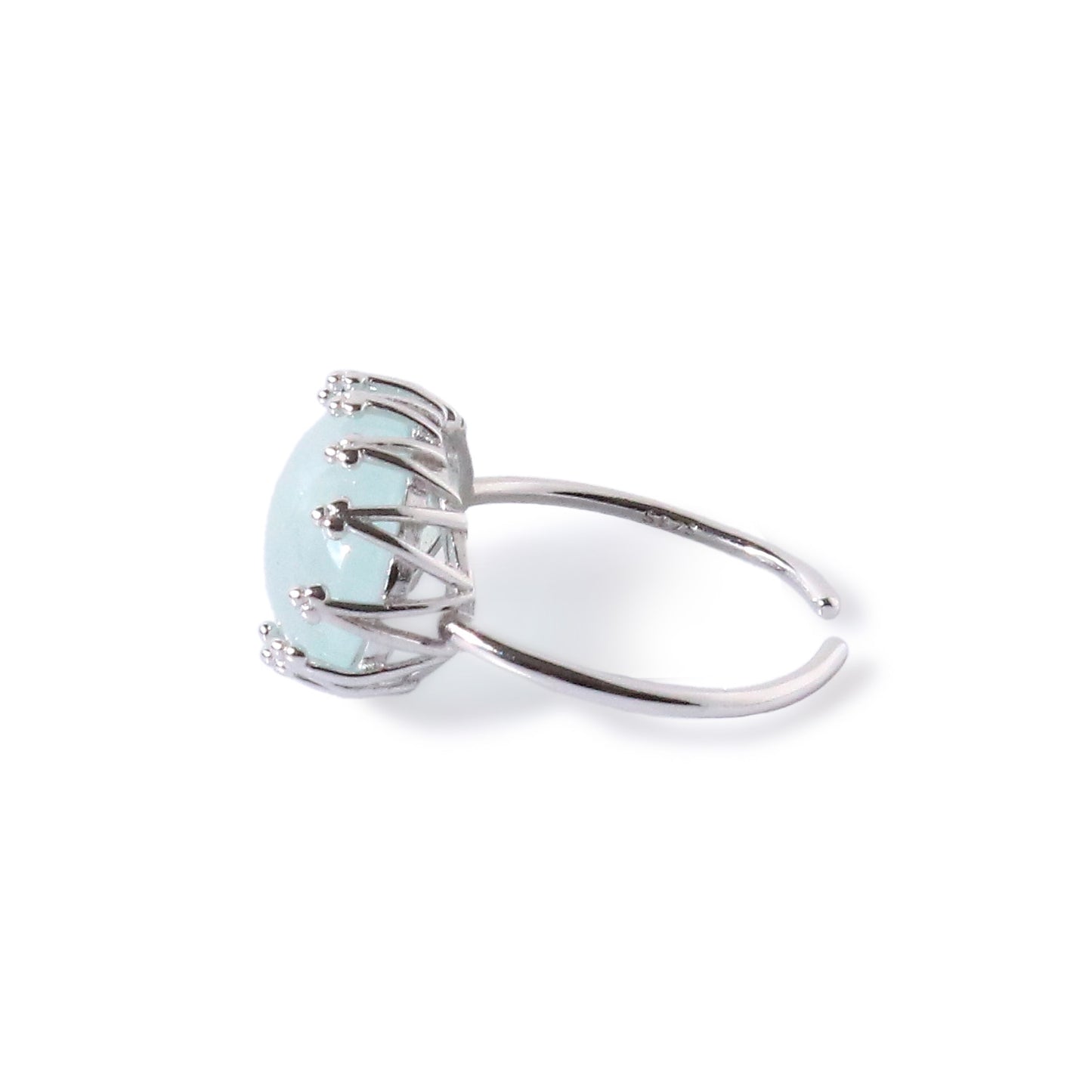 ミルキーアクアマリン カボションカットリング Silver925 横から