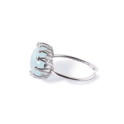 ミルキーアクアマリン カボションカットリング Silver925 横から
