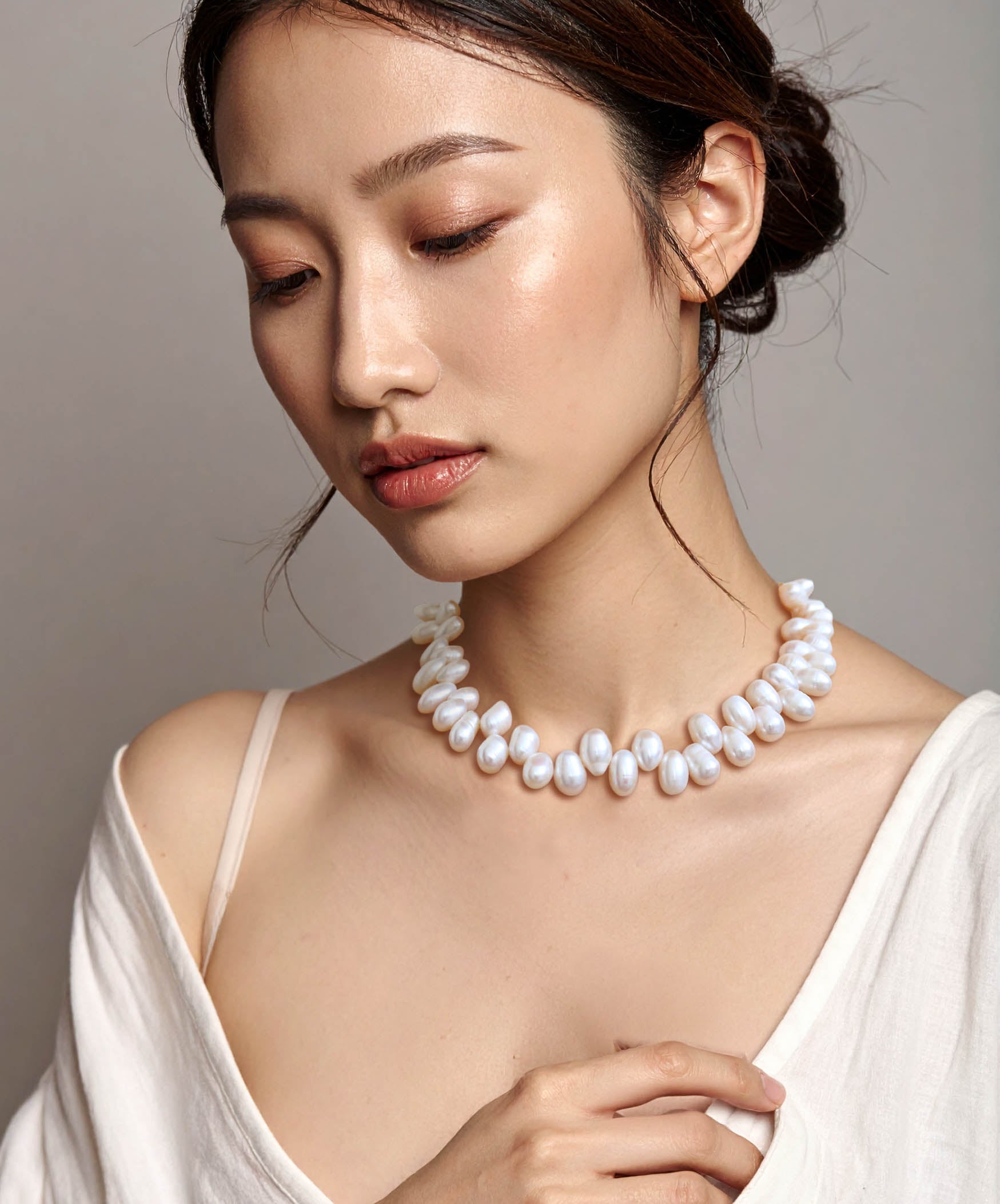 淡水パールネックレス Silver925 着用イメージ