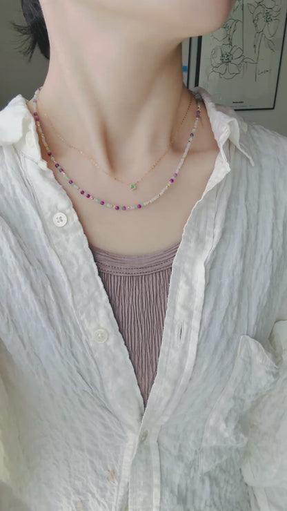 【5月誕生石】エメラルドファセットカットネックレス｜Silver 925